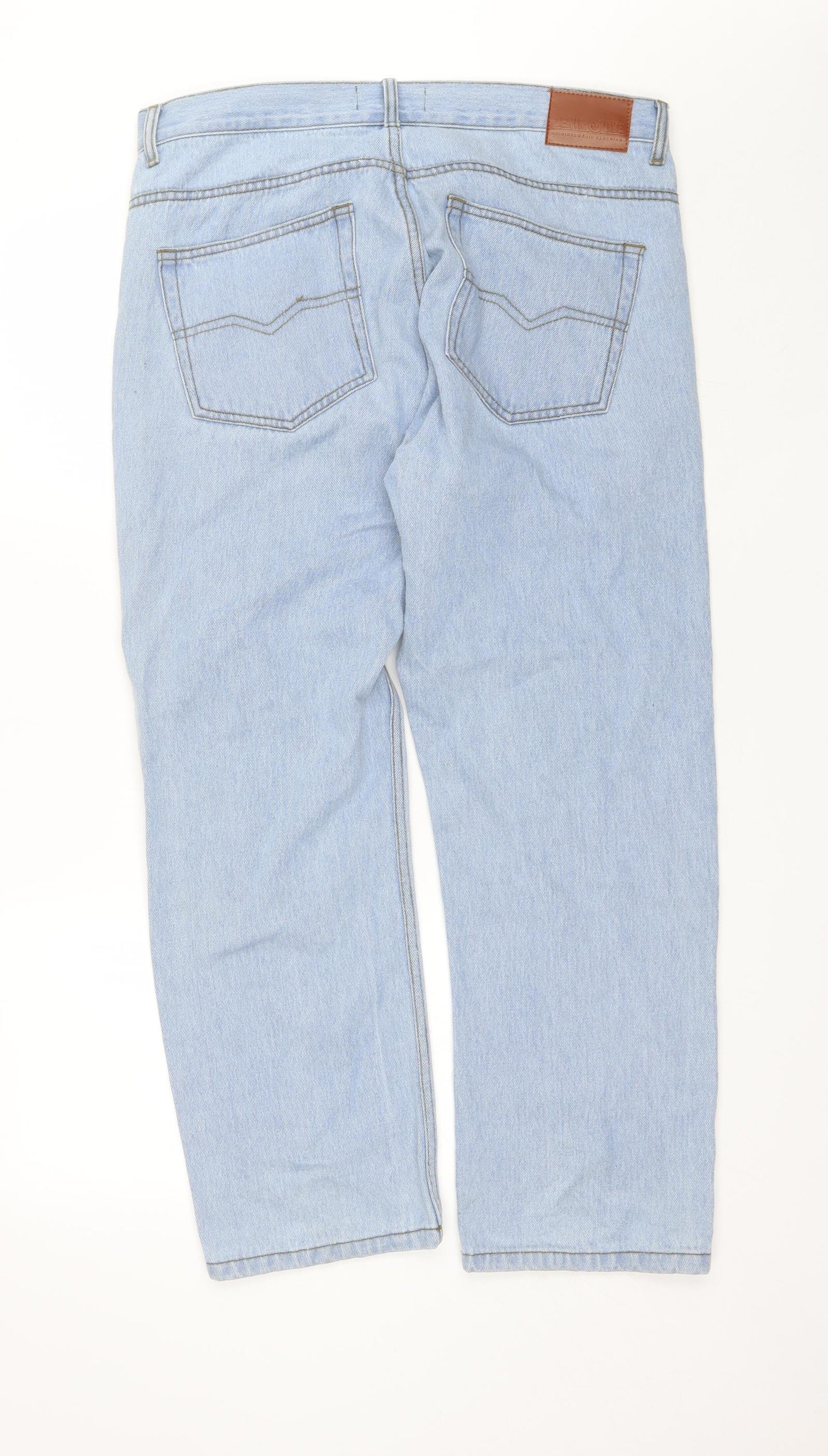 Denim & Dye Mens Blue  Cotton Straight Jeans Size 36 L28 in Regular  - Short length