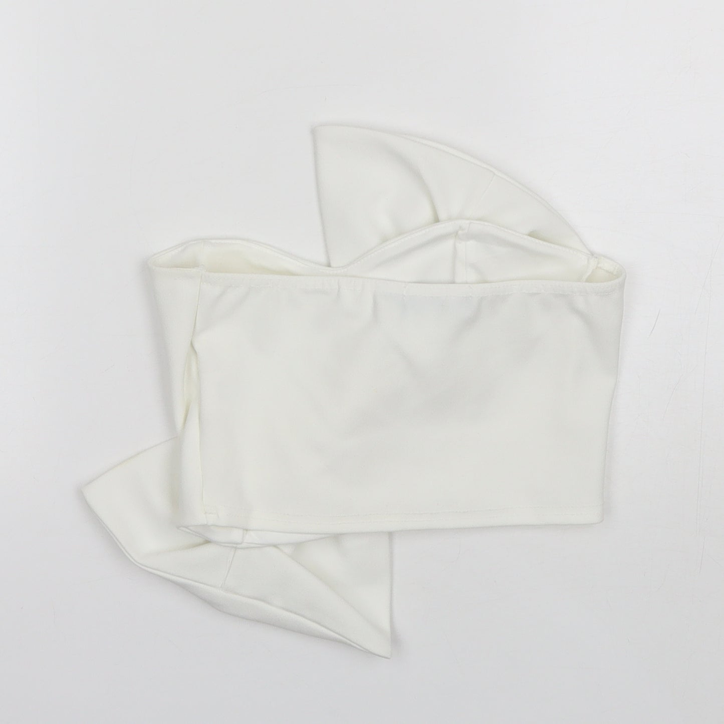 PRETTYLITTLETHING Womens White  Polyester Cropped Tank Size 6 Off the Shoulder
