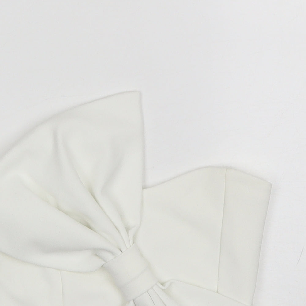 PRETTYLITTLETHING Womens White  Polyester Cropped Tank Size 6 Off the Shoulder