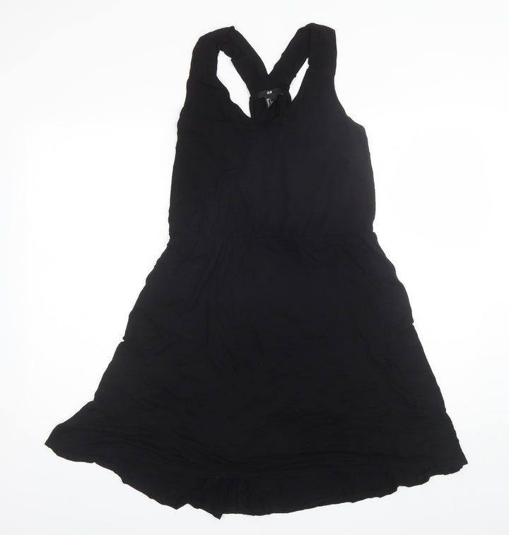 H&M Womens Black Viscose Shift Size L V-Neck