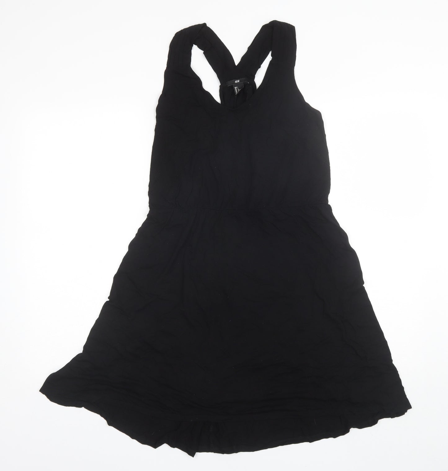 H&M Womens Black  Viscose Shift  Size L  V-Neck