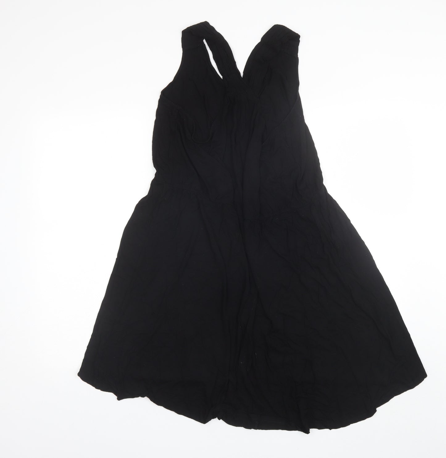H&M Womens Black  Viscose Shift  Size L  V-Neck