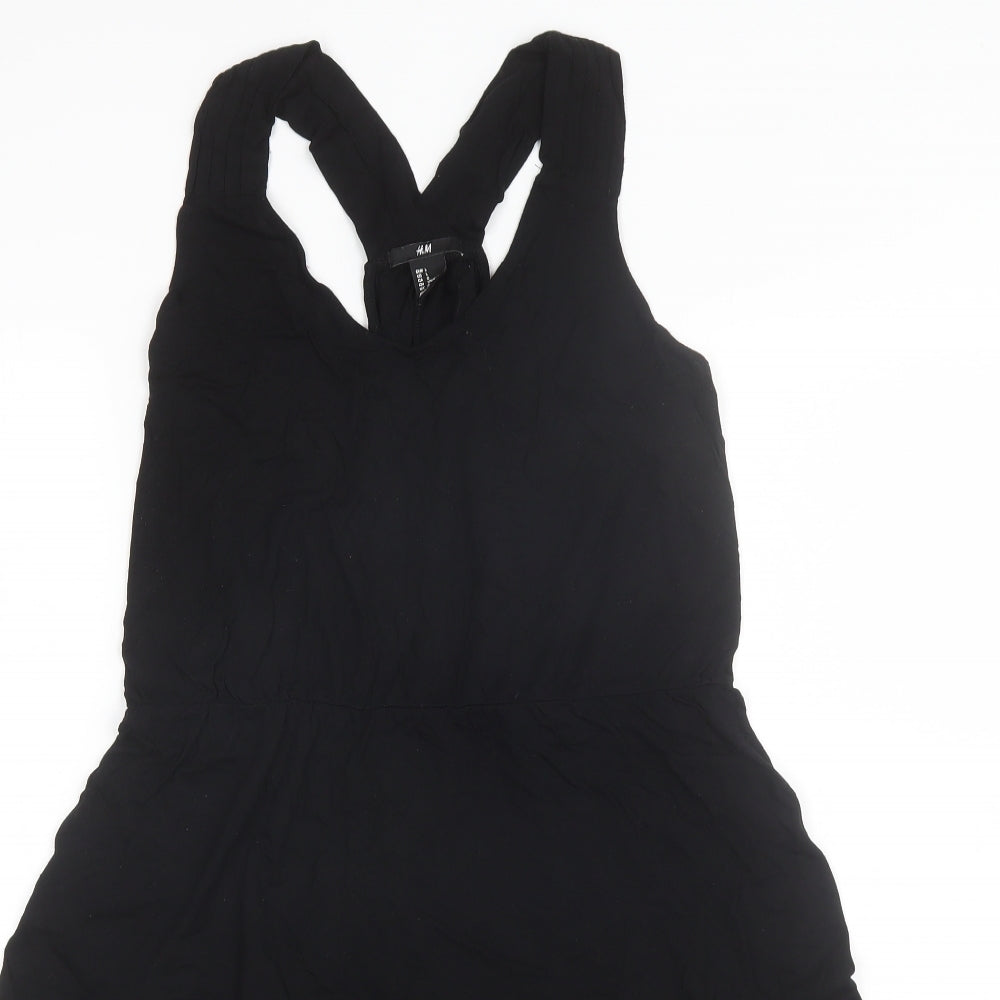 H&M Womens Black  Viscose Shift  Size L  V-Neck