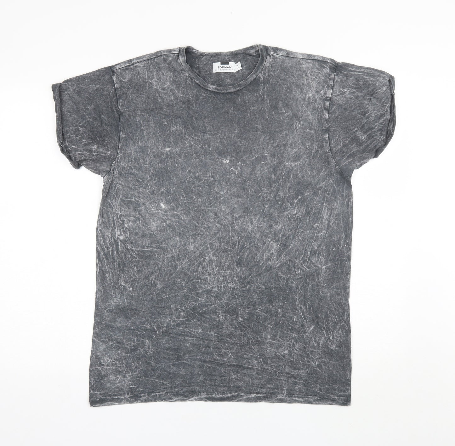 Topman Mens Grey  Cotton  T-Shirt Size M Round Neck