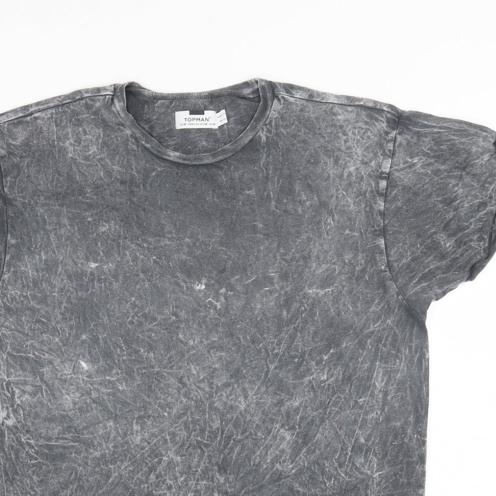 Topman Mens Grey  Cotton  T-Shirt Size M Round Neck