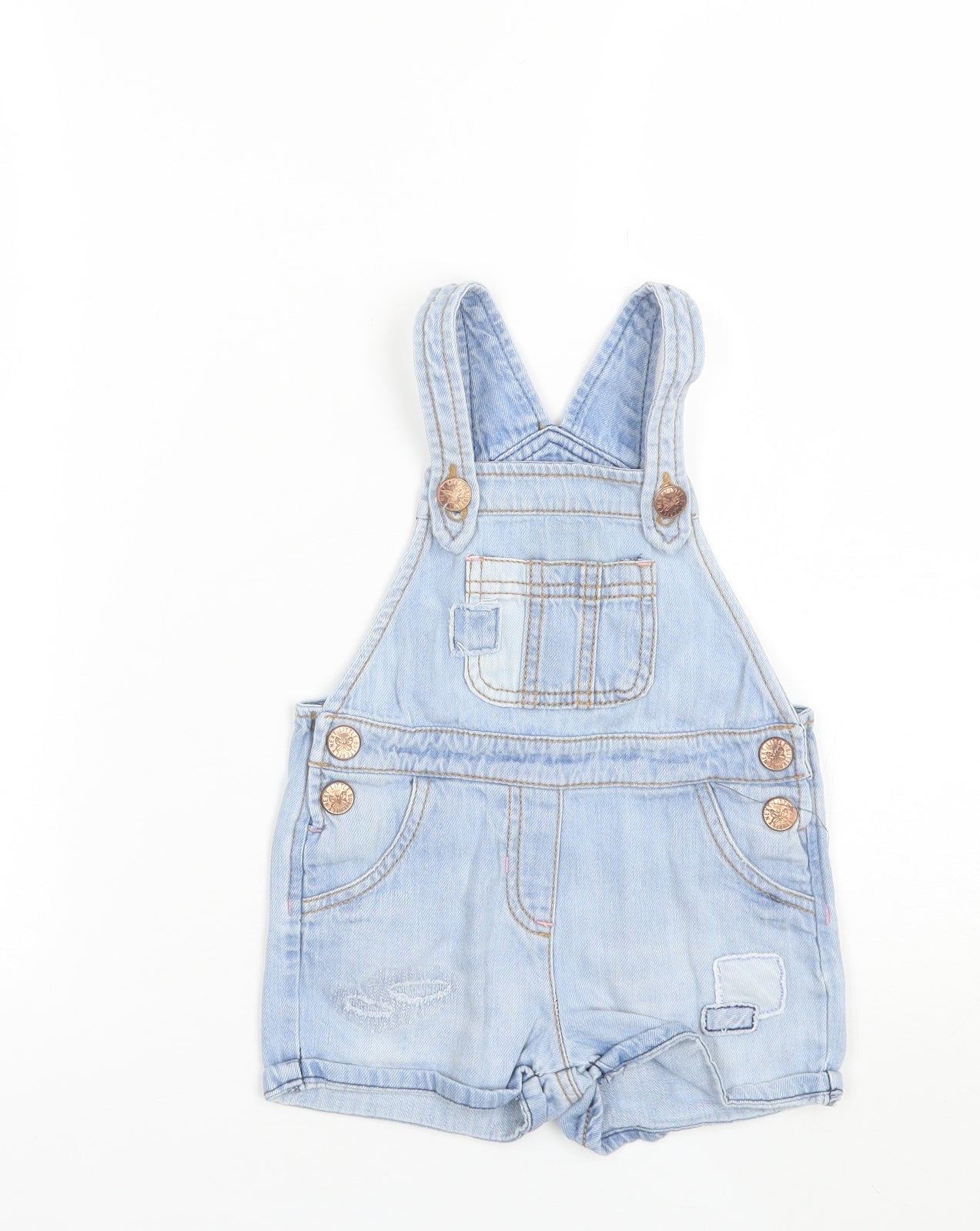 NEXT Girls Blue  Cotton Dungaree One-Piece Size 2-3 Years