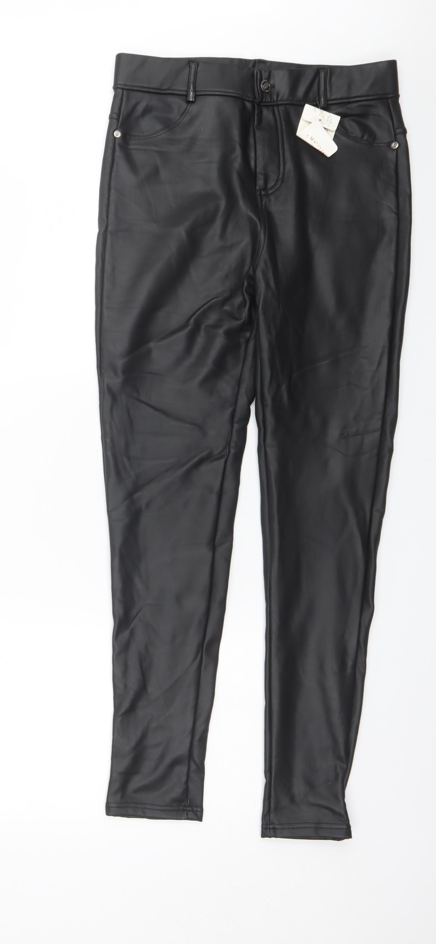 Moski Womens Black  Polyester Trousers  Size XL L27 in Regular