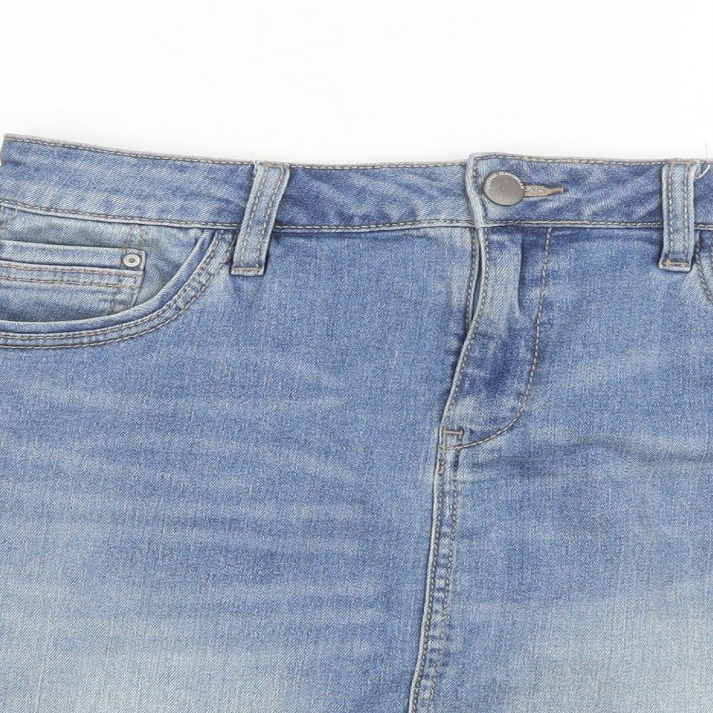 F&F Womens Blue  Cotton Mini Skirt Size 12