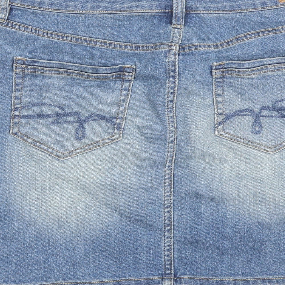 F&F Womens Blue  Cotton Mini Skirt Size 12