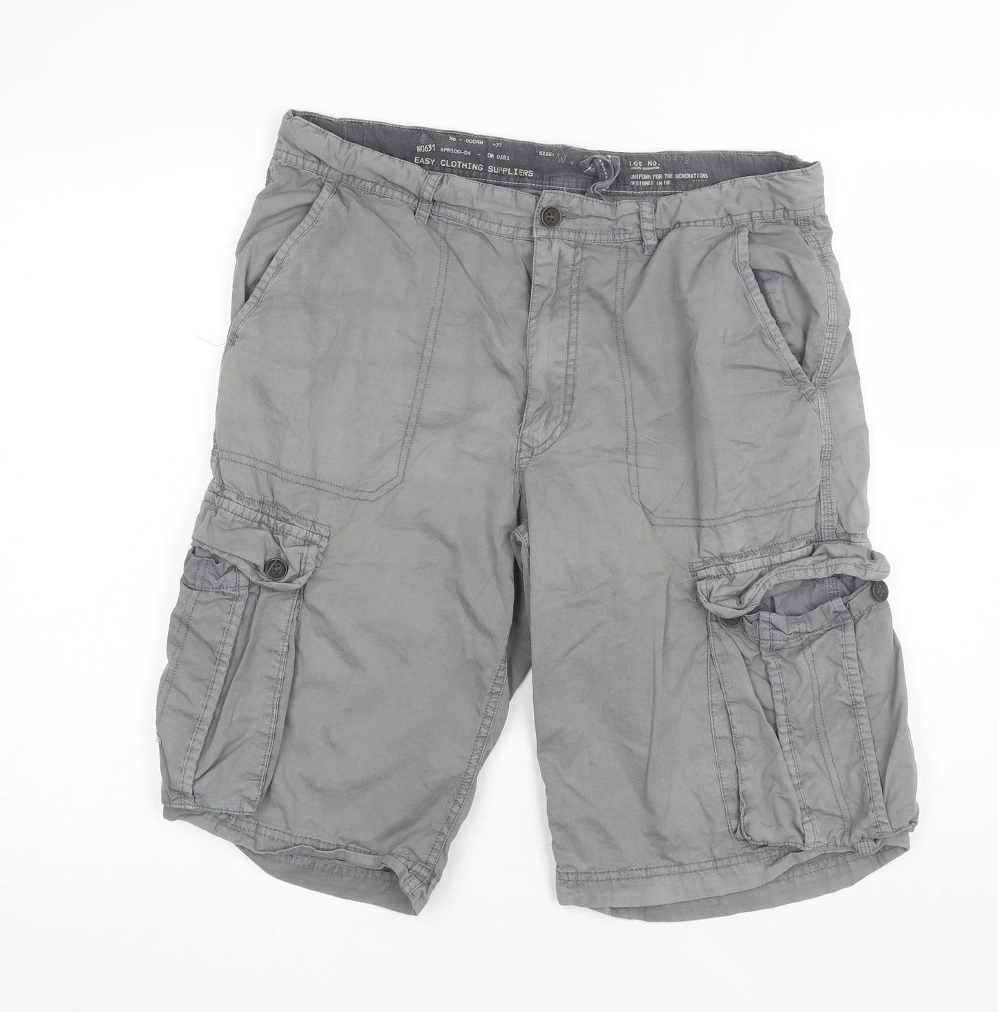 Easy Mens Grey  Cotton Cargo Shorts Size 34 L12 in Regular