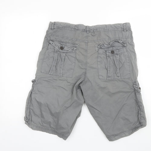 Easy Mens Grey  Cotton Cargo Shorts Size 34 L12 in Regular