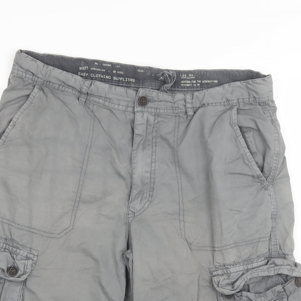 Easy Mens Grey  Cotton Cargo Shorts Size 34 L12 in Regular