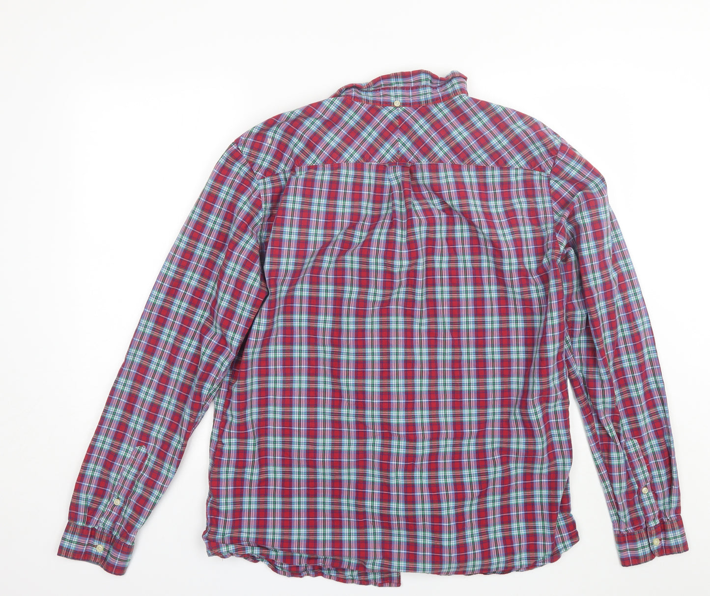 NEXT Mens Red Plaid Cotton  Button-Up Size XL Collared