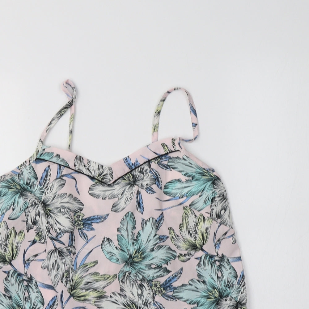 New Look Womens Pink Floral Polyester Cami Pyjama Top Size 8