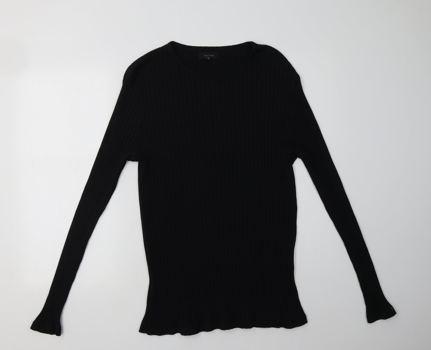 River Island Mens Black  Polyester  T-Shirt Size M Crew Neck