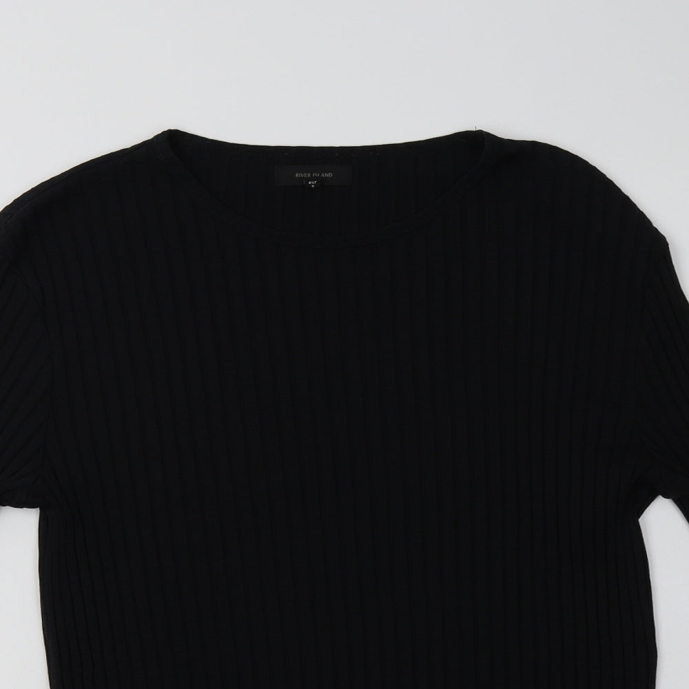 River Island Mens Black  Polyester  T-Shirt Size M Crew Neck