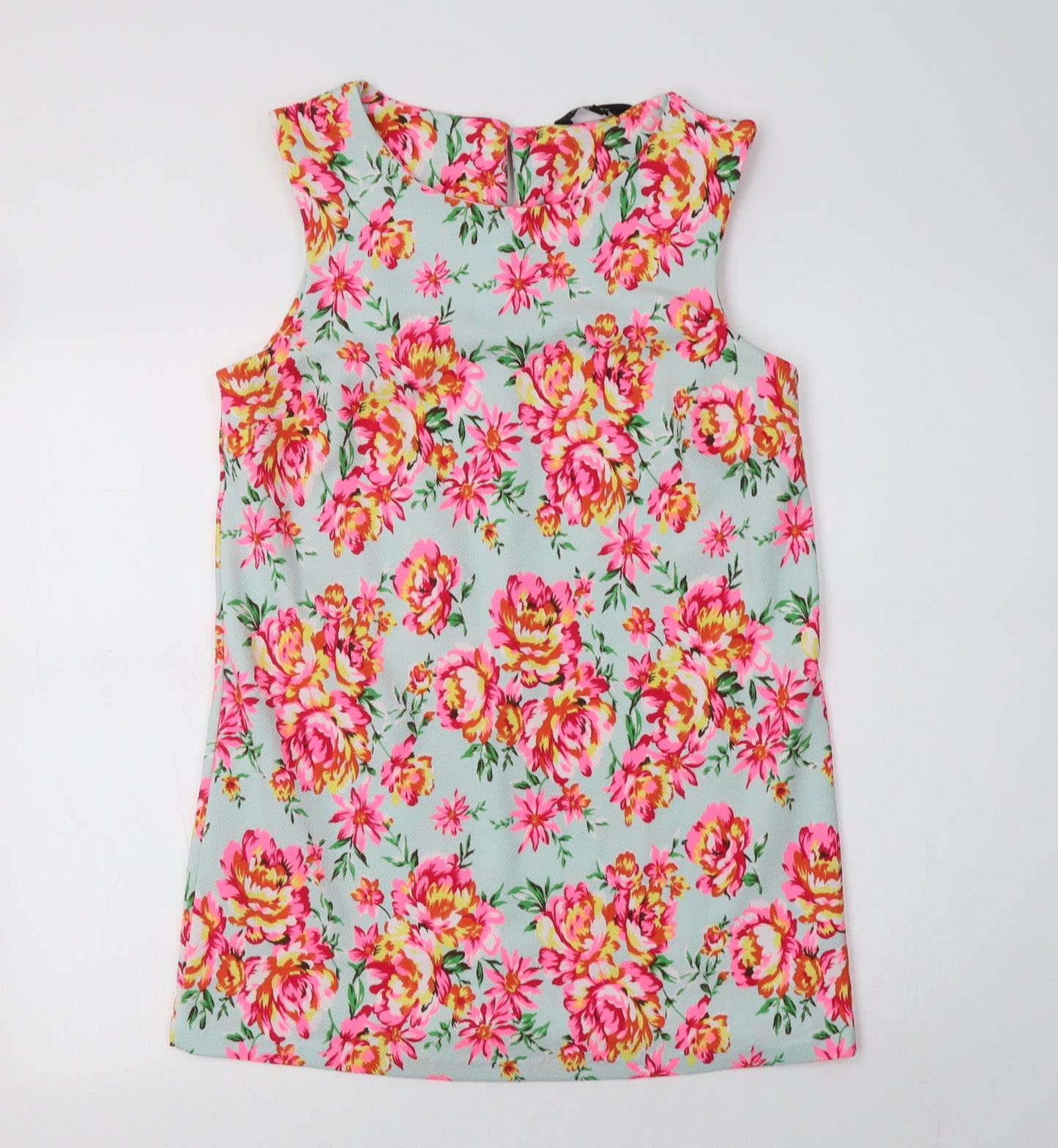 New Look Womens Multicoloured Floral Polyester Tunic Tank Size 12 Round Neck