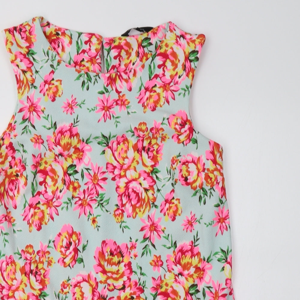 New Look Womens Multicoloured Floral Polyester Tunic Tank Size 12 Round Neck
