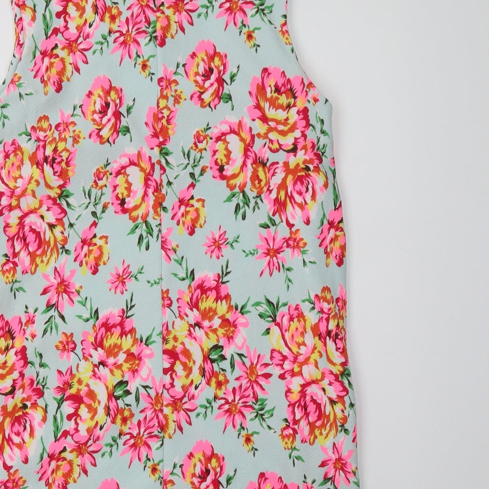 New Look Womens Multicoloured Floral Polyester Tunic Tank Size 12 Round Neck