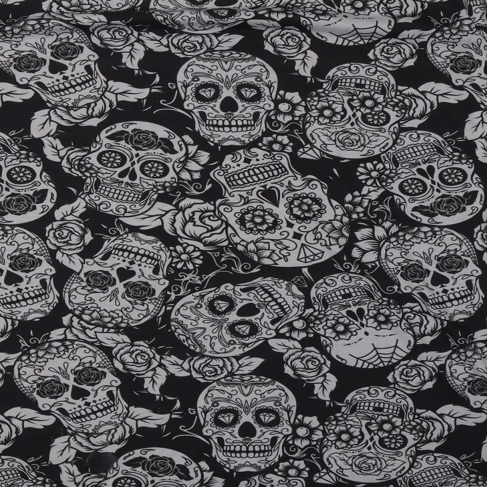 Boohoo Womens Grey Geometric Polyester Tunic T-Shirt Size 26 Crew Neck - Skull Print