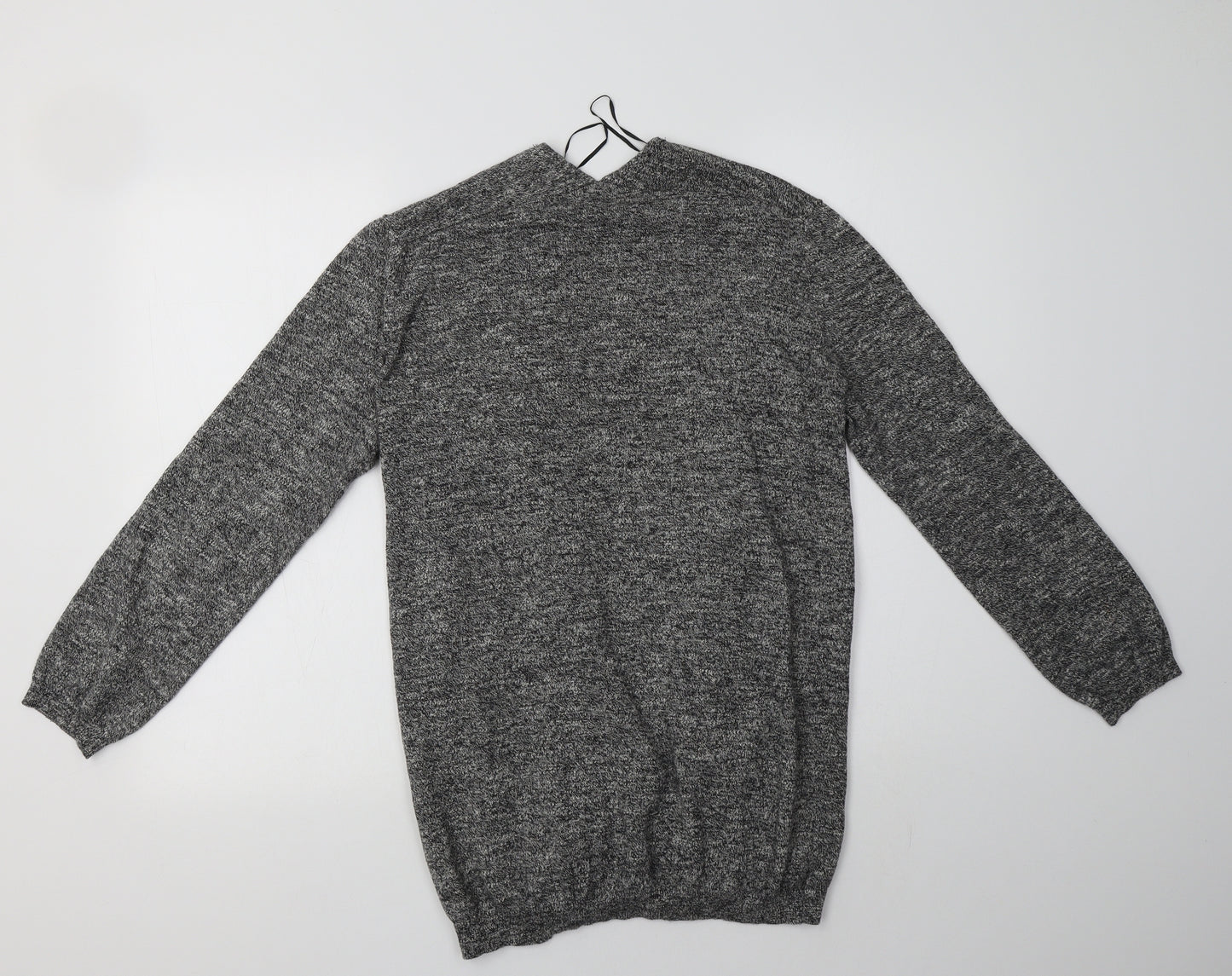 New Look Womens Grey V-Neck  Cotton Cardigan Jumper Size 14