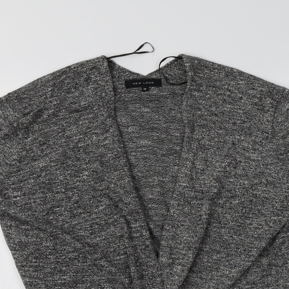 New Look Womens Grey V-Neck  Cotton Cardigan Jumper Size 14