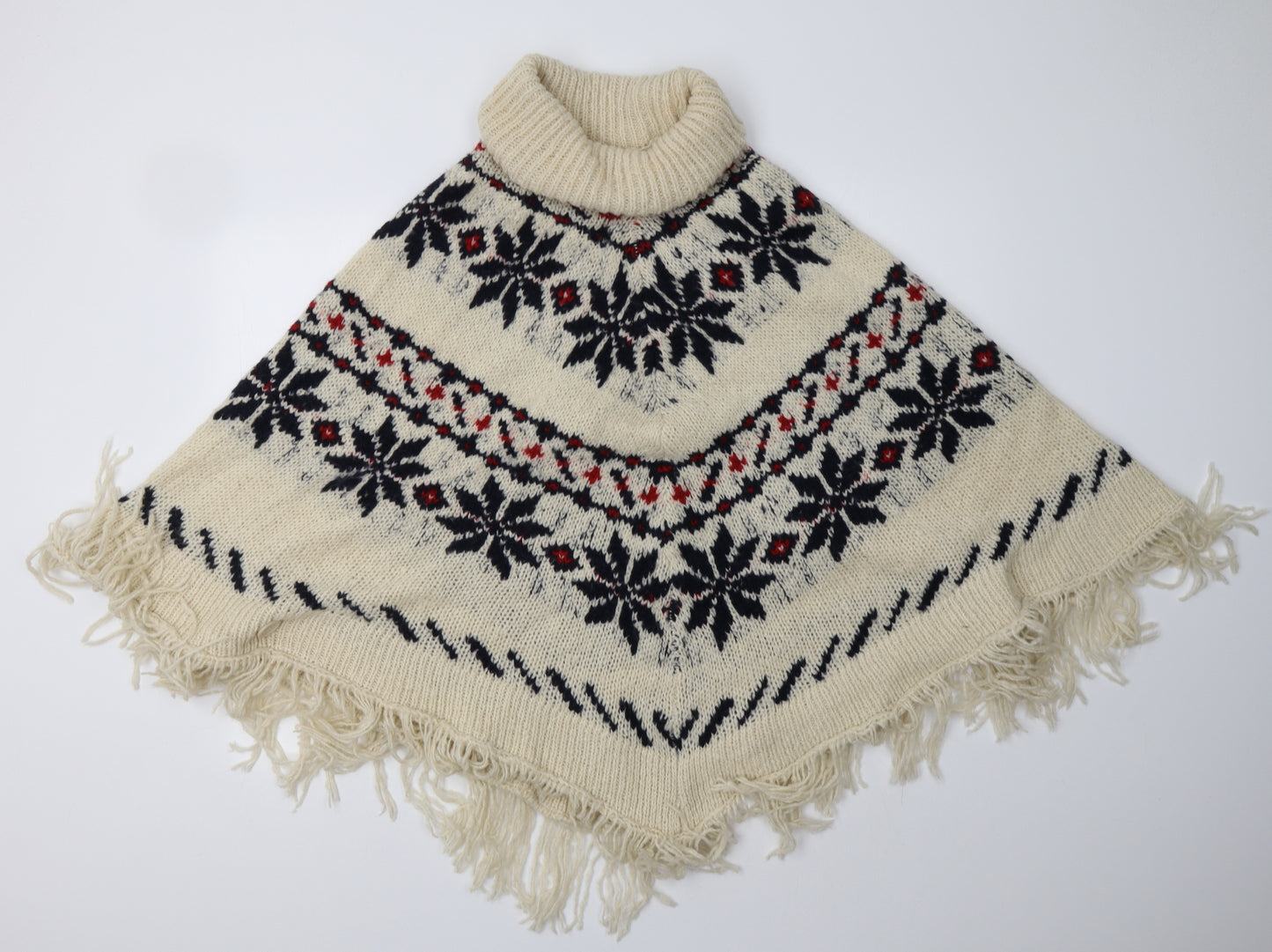 NEXT Womens Beige Fair Isle  Overcoat Poncho Size M