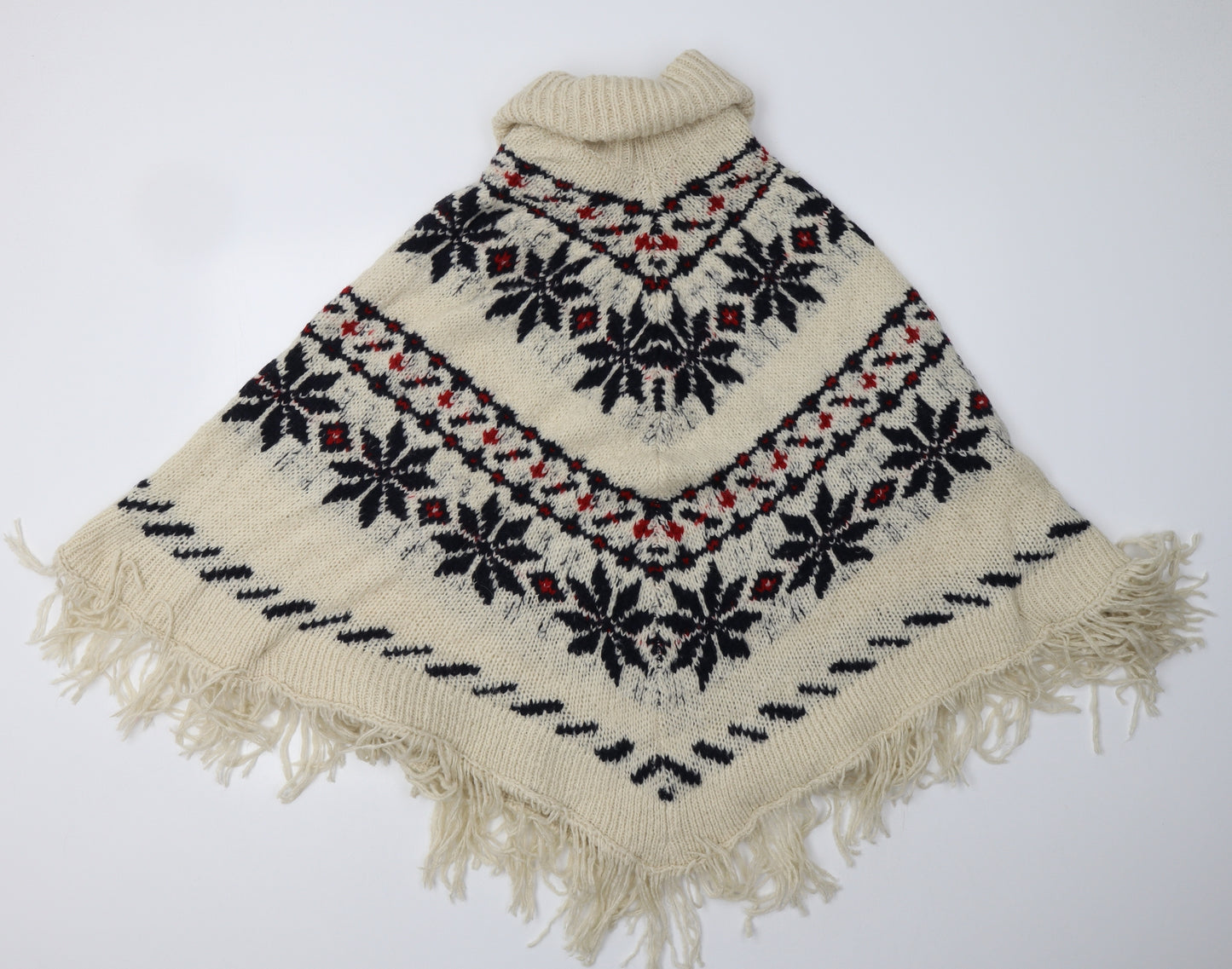 NEXT Womens Beige Fair Isle  Overcoat Poncho Size M