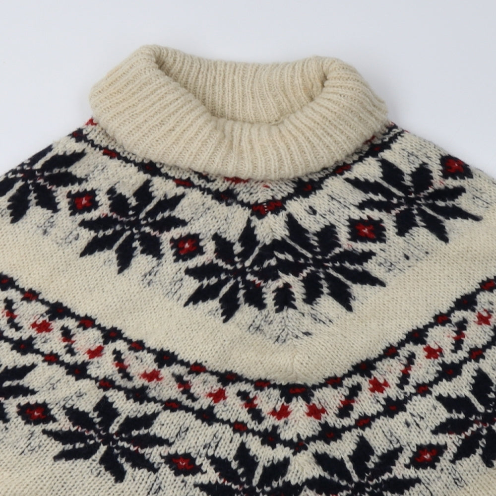 NEXT Womens Beige Fair Isle  Overcoat Poncho Size M