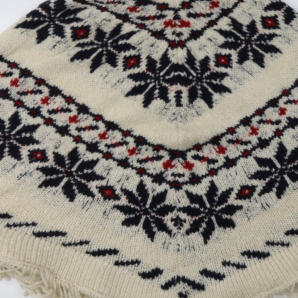NEXT Womens Beige Fair Isle  Overcoat Poncho Size M