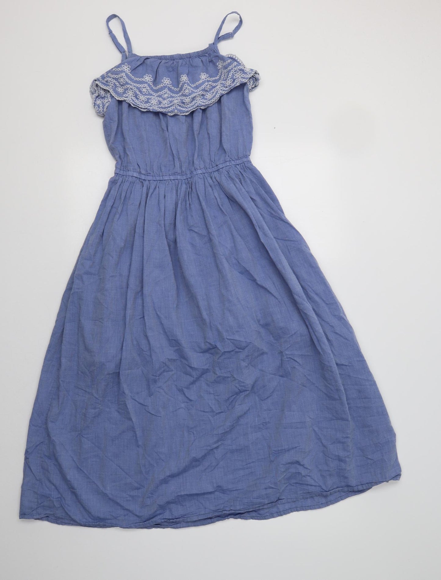 George Girls Blue  Cotton Fit & Flare  Size 11-12 Years  Square Neck