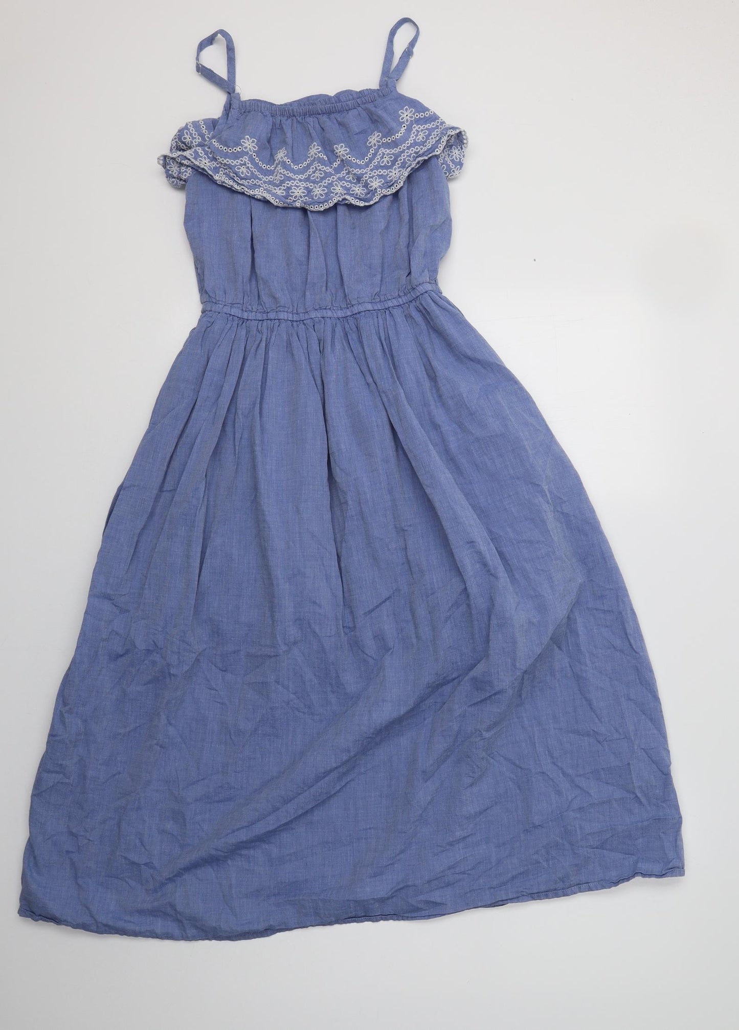 George Girls Blue  Cotton Fit & Flare  Size 11-12 Years  Square Neck