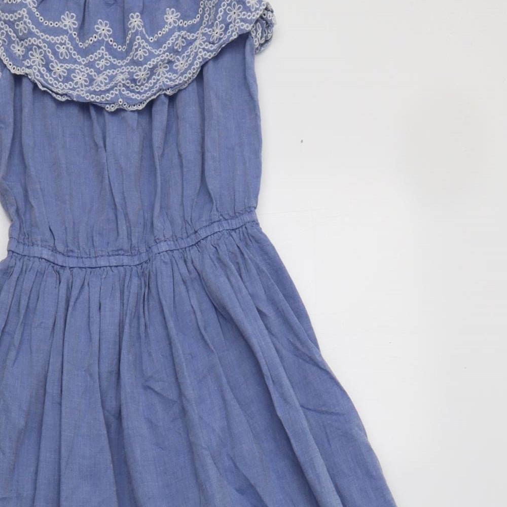 George Girls Blue  Cotton Fit & Flare  Size 11-12 Years  Square Neck