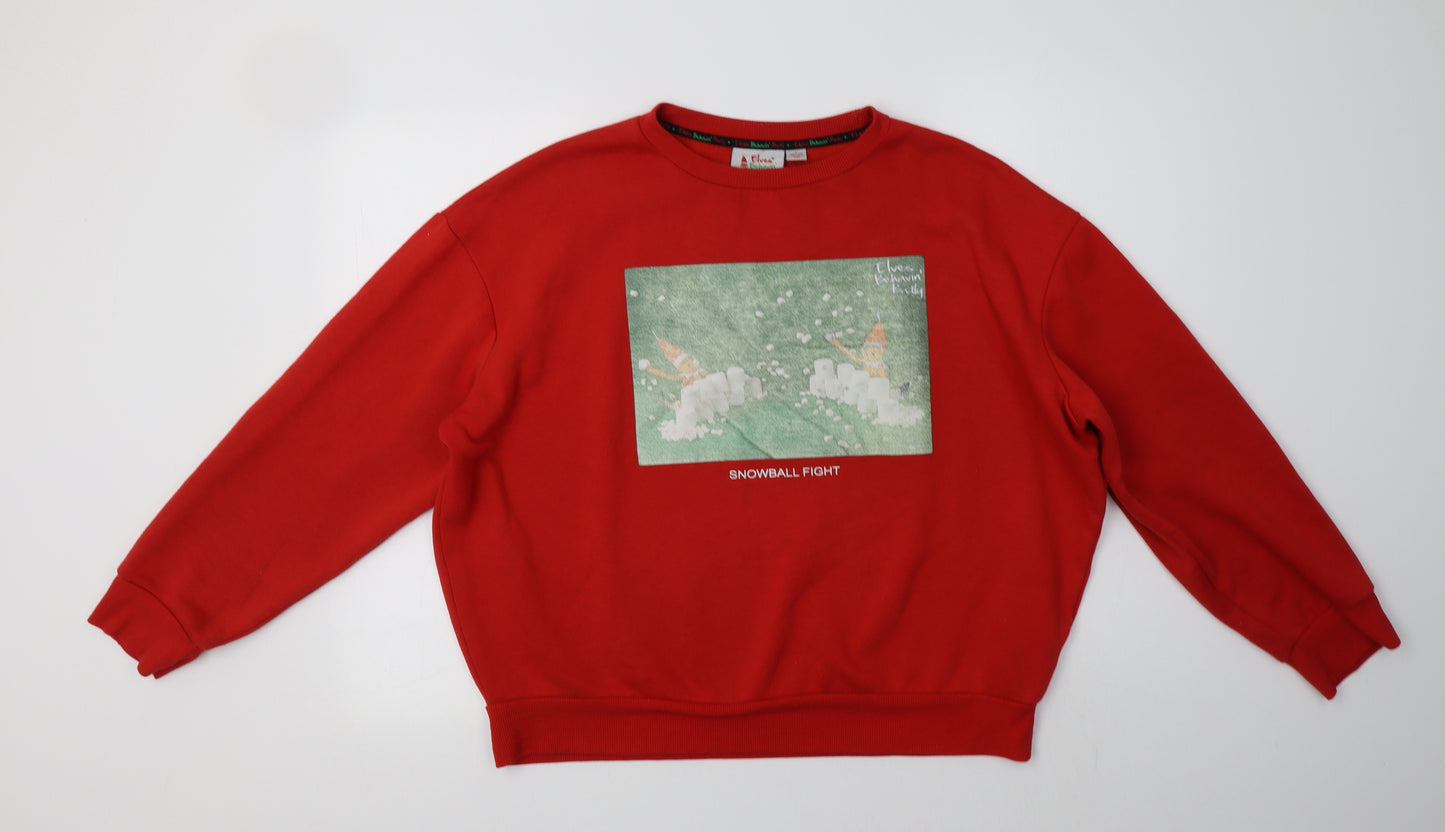 Primark Womens Red  Polyester Pullover Sweatshirt Size L   - Christmas Top