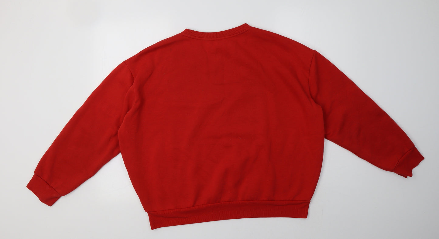 Primark Womens Red  Polyester Pullover Sweatshirt Size L   - Christmas Top