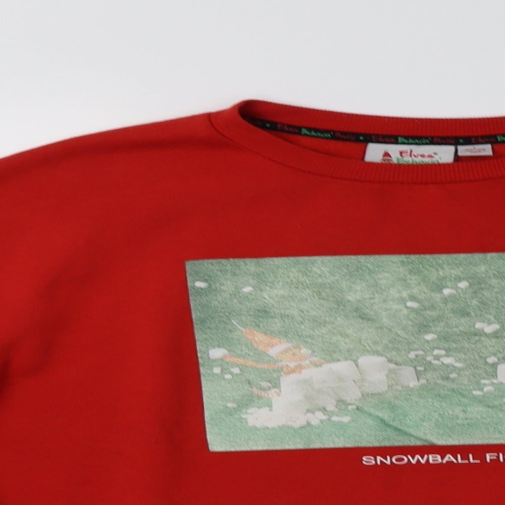 Primark Womens Red  Polyester Pullover Sweatshirt Size L   - Christmas Top