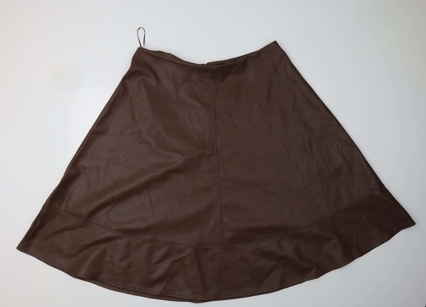 Primark Womens Brown  Polyurethane A-Line Skirt Size 20