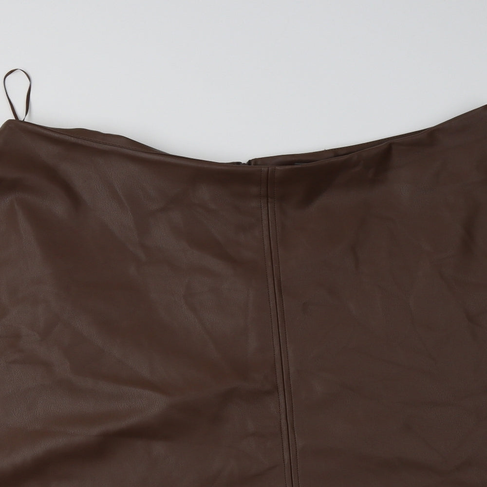Primark Womens Brown  Polyurethane A-Line Skirt Size 20