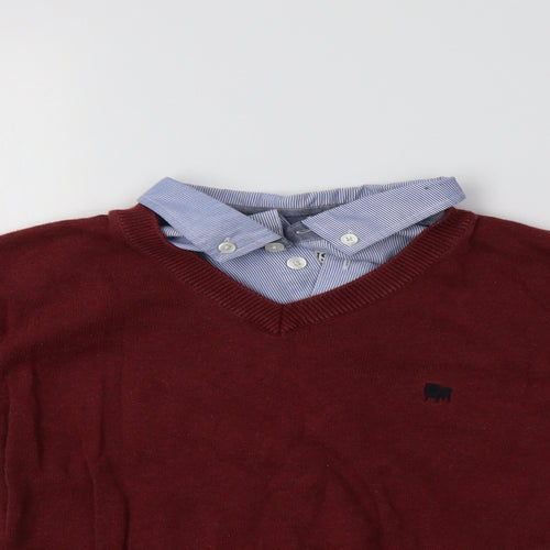 NEXT Boys Red Collared  Cotton Pullover Jumper Size 9-10 Years