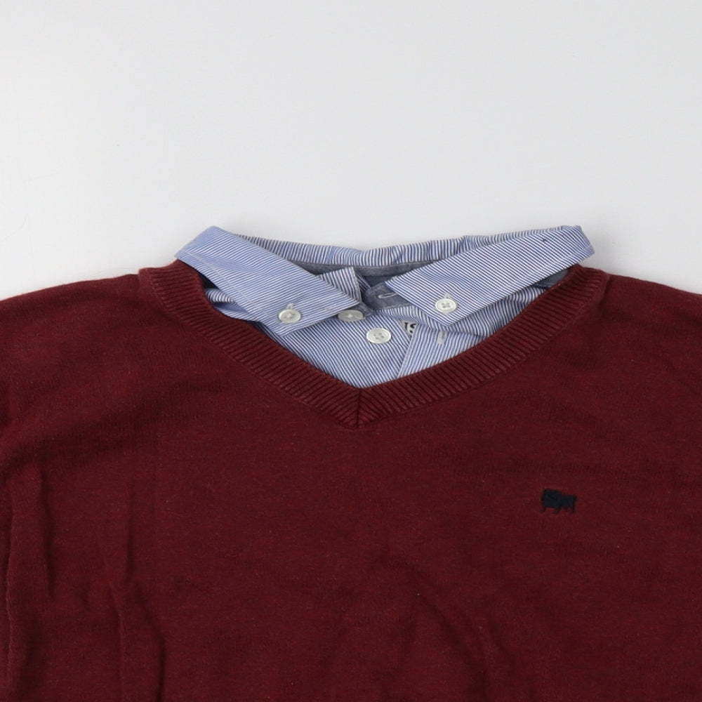NEXT Boys Red Collared  Cotton Pullover Jumper Size 9-10 Years