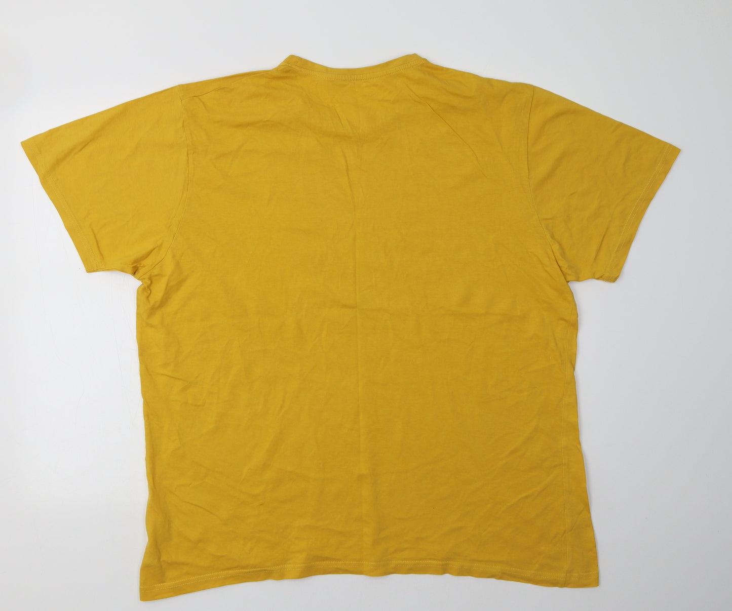 Primark Mens Yellow  Cotton  T-Shirt Size 2XL Crew Neck