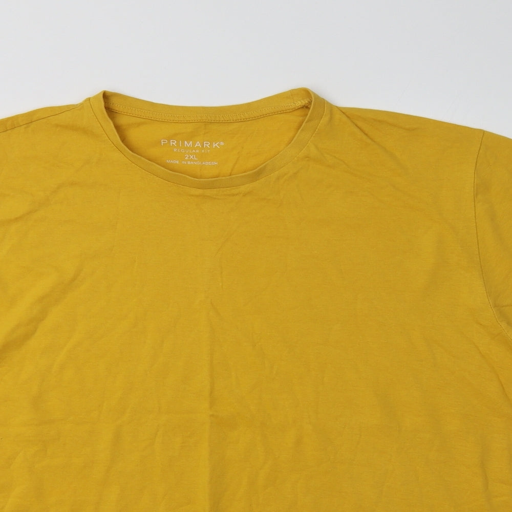 Primark Mens Yellow  Cotton  T-Shirt Size 2XL Crew Neck