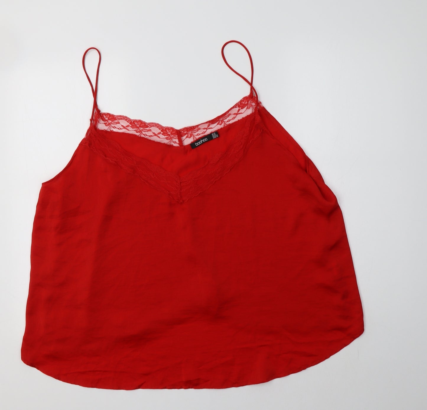 Boohoo Womens Red  Polyester Cami Pyjama Set Size 24   - Lace Detail