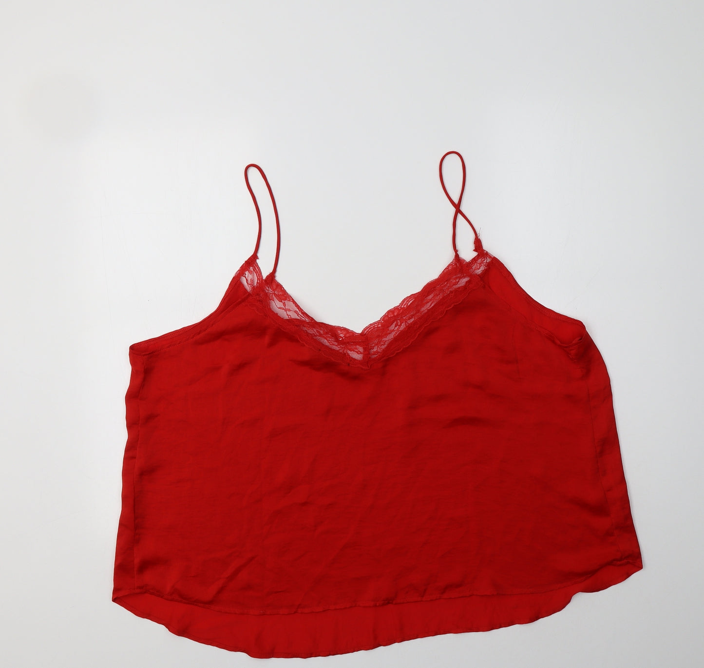 Boohoo Womens Red  Polyester Cami Pyjama Set Size 24   - Lace Detail