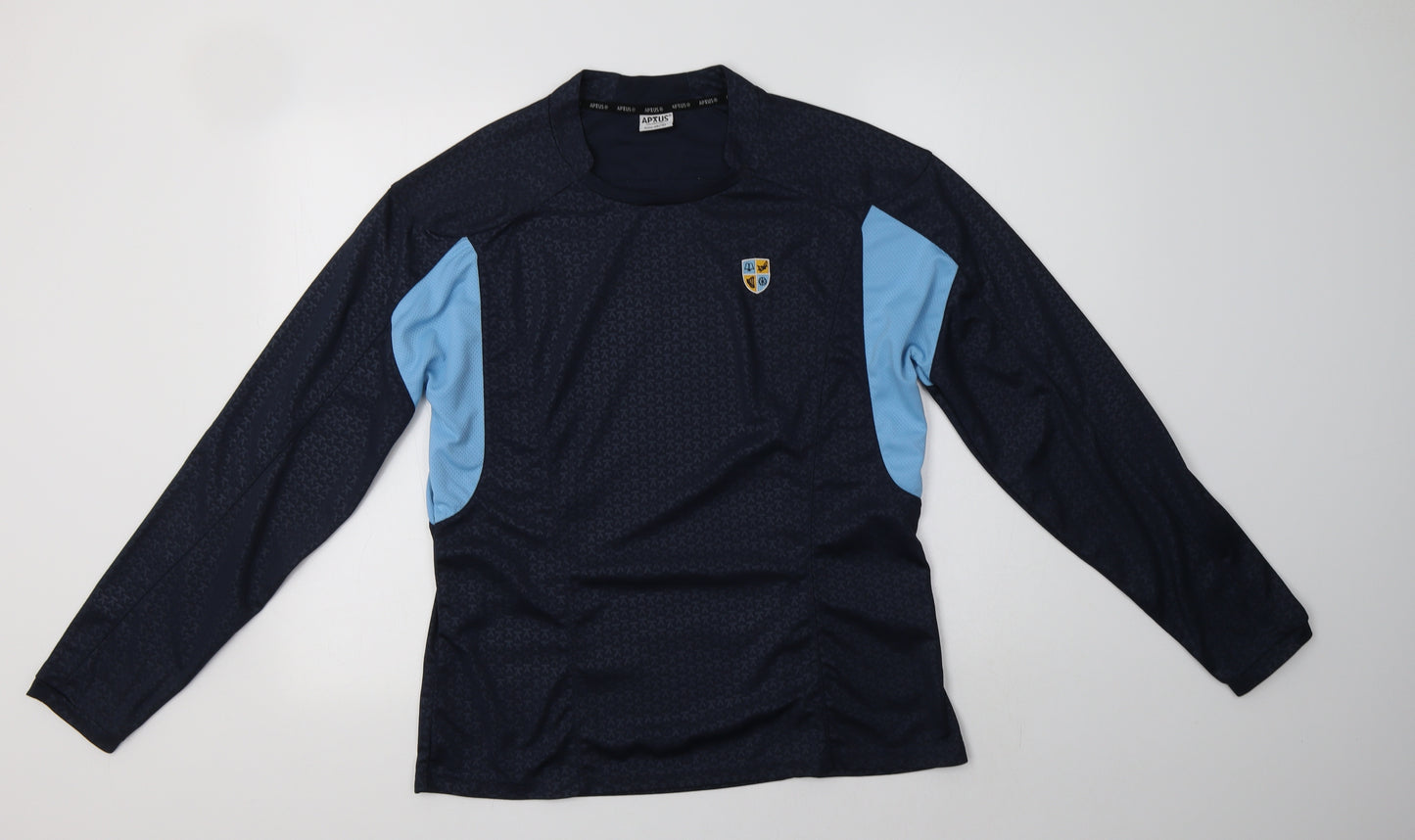 AP US  Mens Blue Colourblock Polyester  T-Shirt Size M Crew Neck