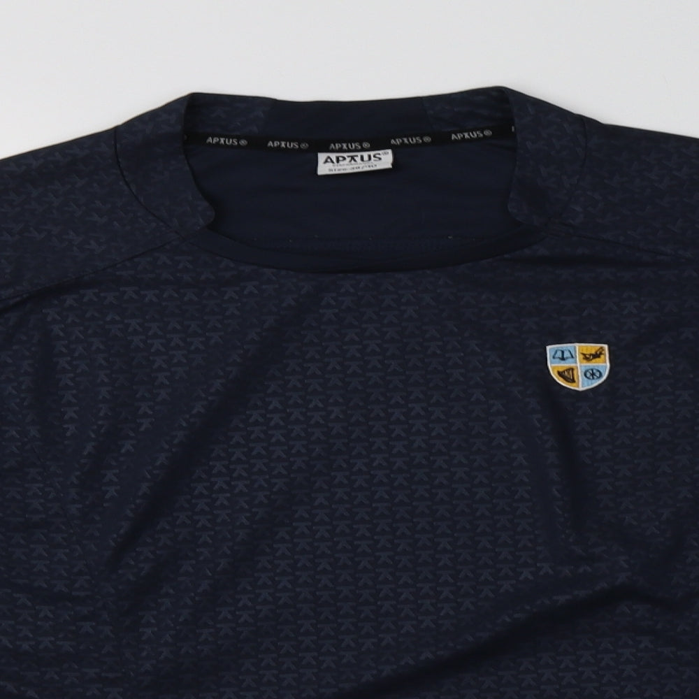 AP US  Mens Blue Colourblock Polyester  T-Shirt Size M Crew Neck
