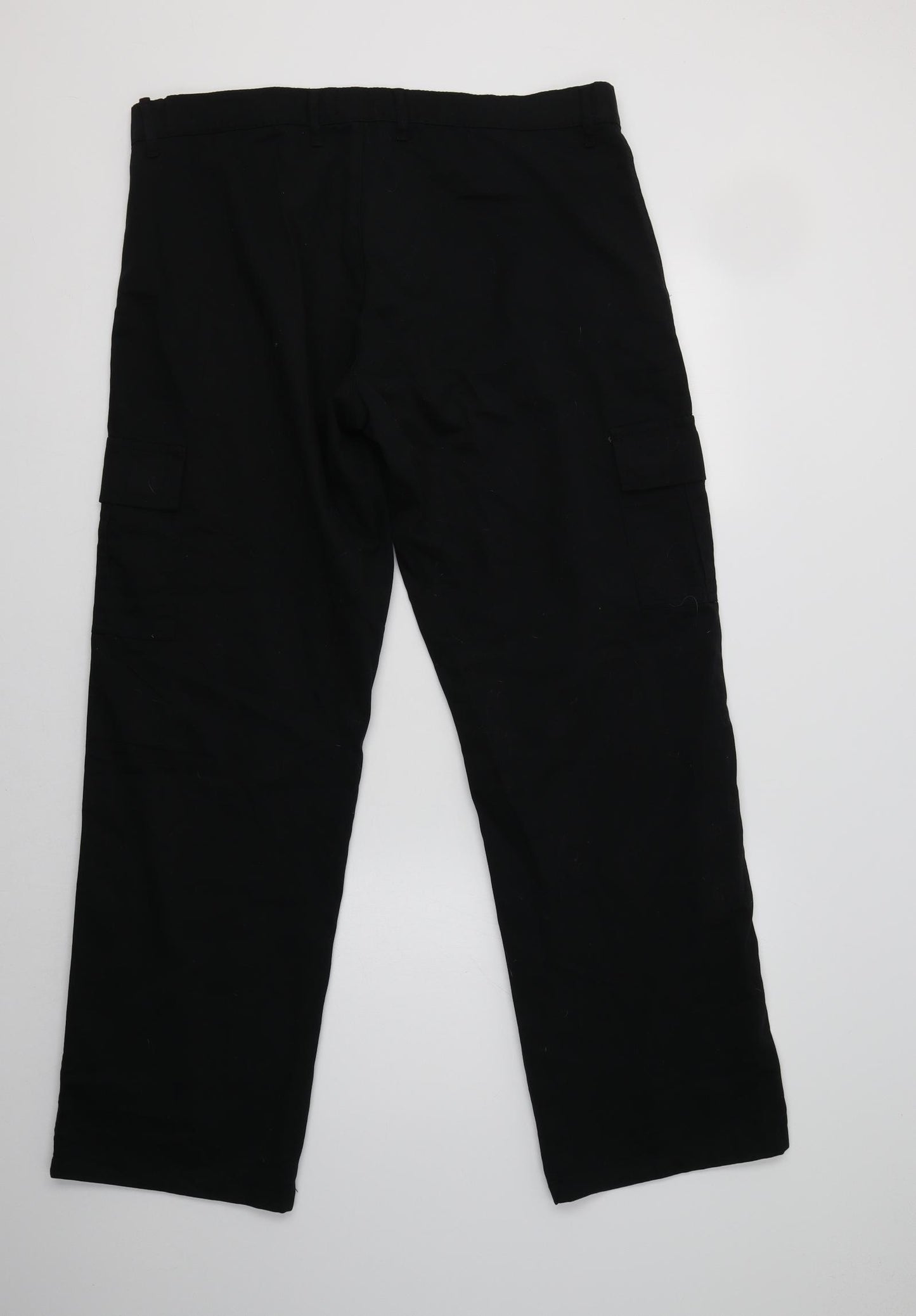 Boohoo Man Mens Black  Cotton Cargo Trousers Size 34 L33 in Regular