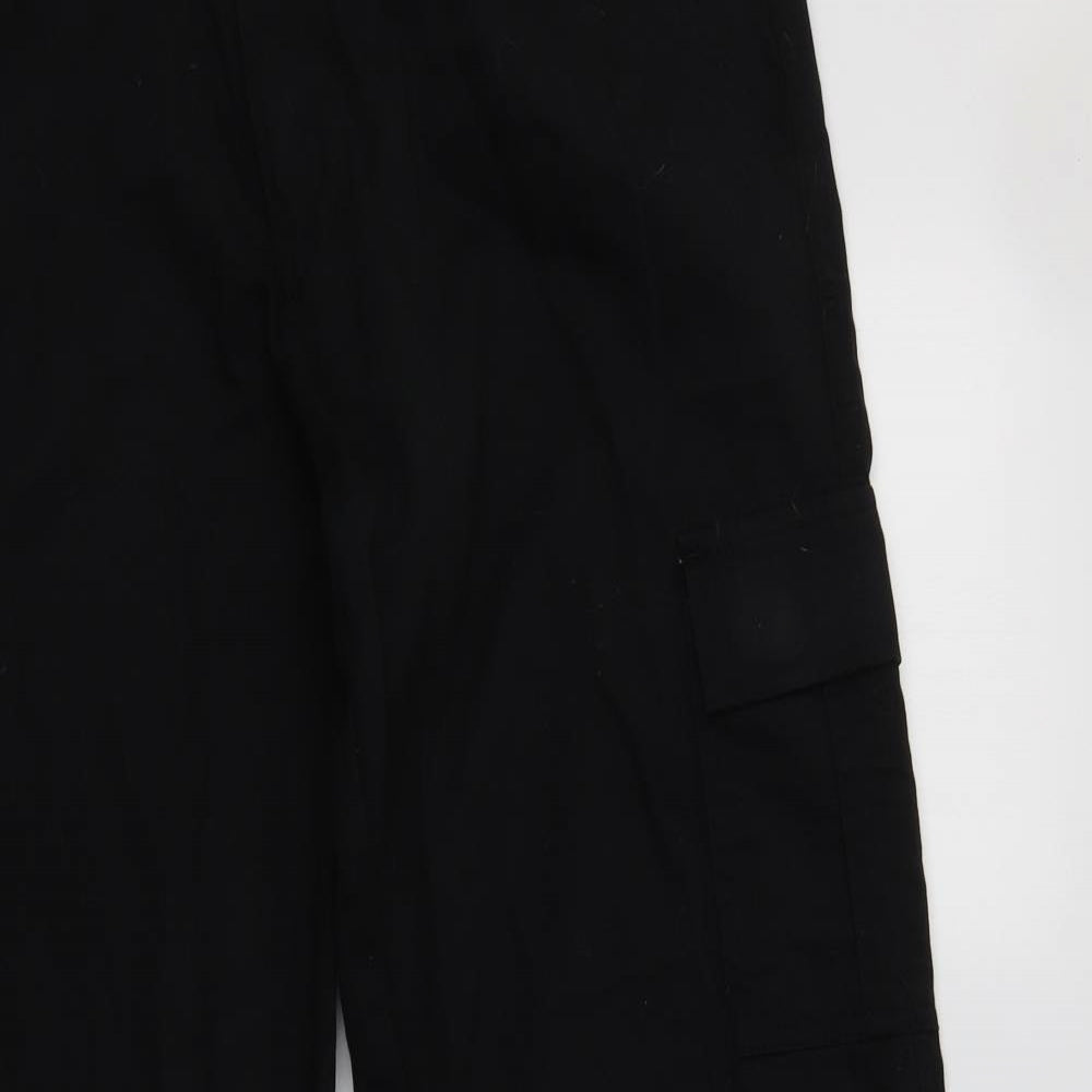Boohoo Man Mens Black  Cotton Cargo Trousers Size 34 L33 in Regular