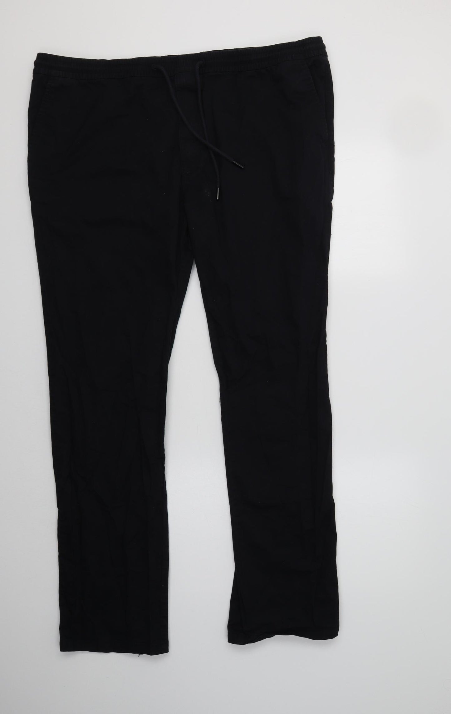 M&S Mens Black  Cotton Jogger Trousers Size 2XL L33 in Regular
