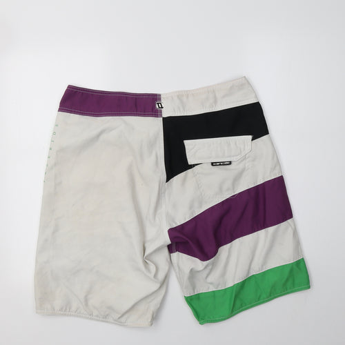 Animal Mens Multicoloured Striped Polyester Bermuda Shorts Size 34 L12 in Regular